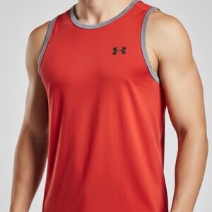 Under Armour Tank Top Mens Size Large Red Loose Basketball Athletic Summer